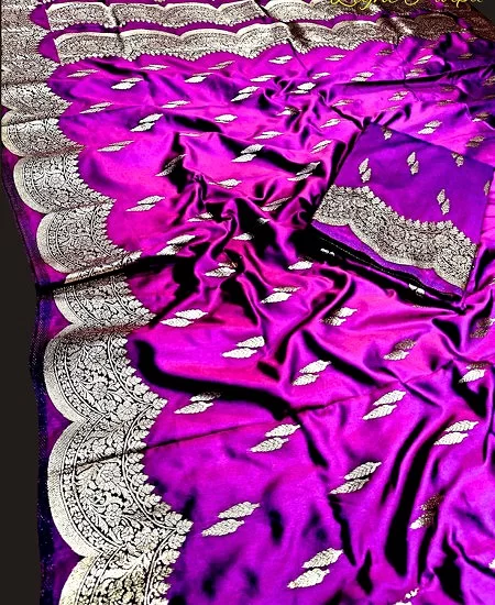 Dual Tone Pure Katan Silk Saree – Glossy...