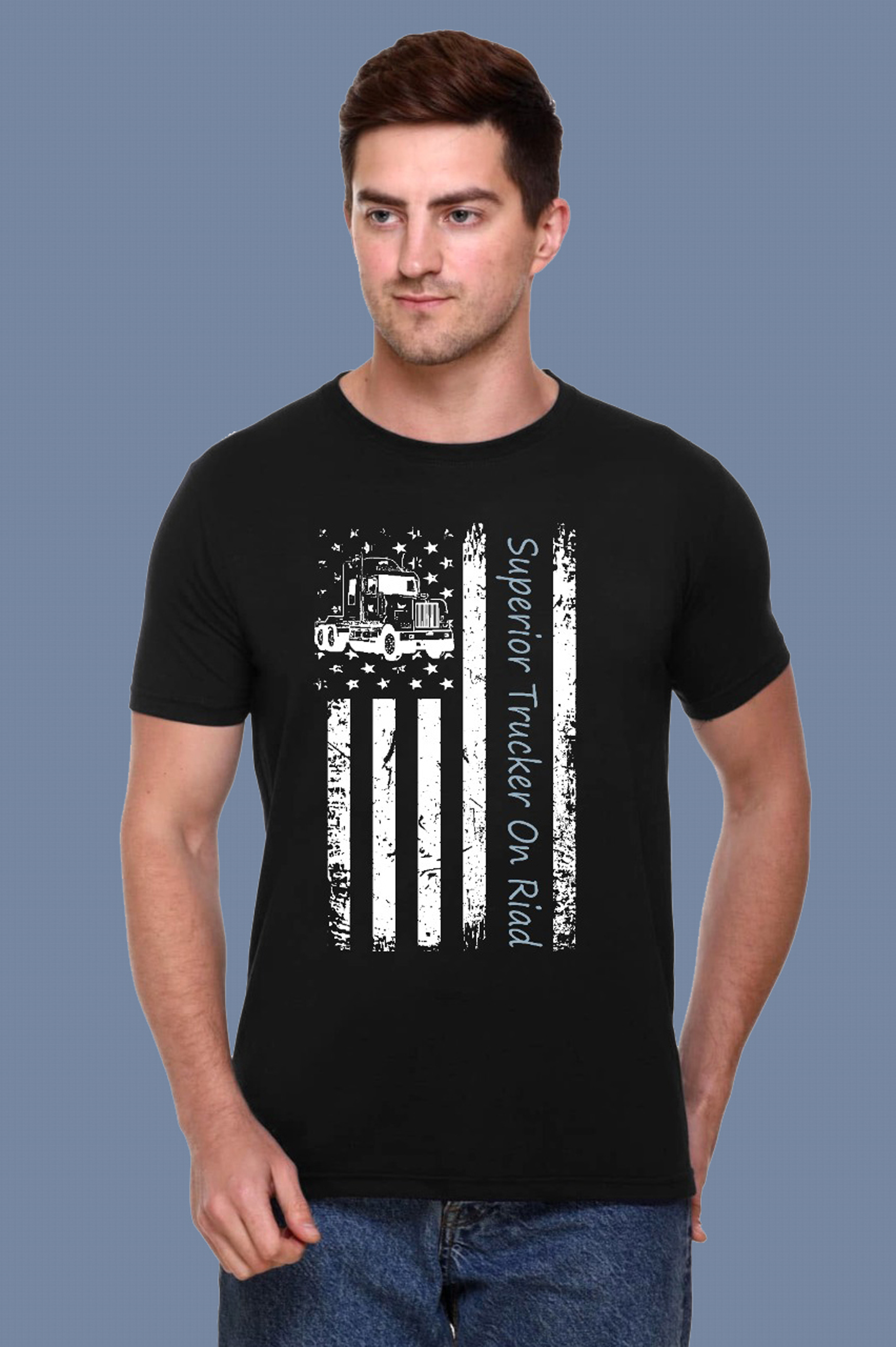 Men's Pure Cotton Black T-Shirt with Bol...