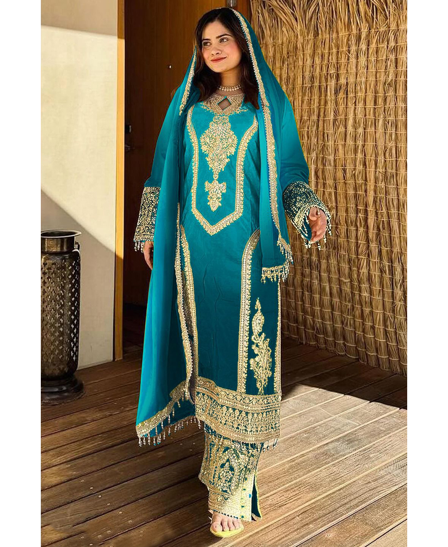 New Ombre Pattern Chinon Sky Blue Straig...