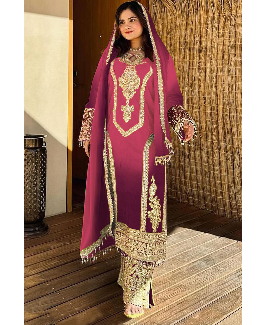 New Ombre Pattern Chinon Pink Straight S...