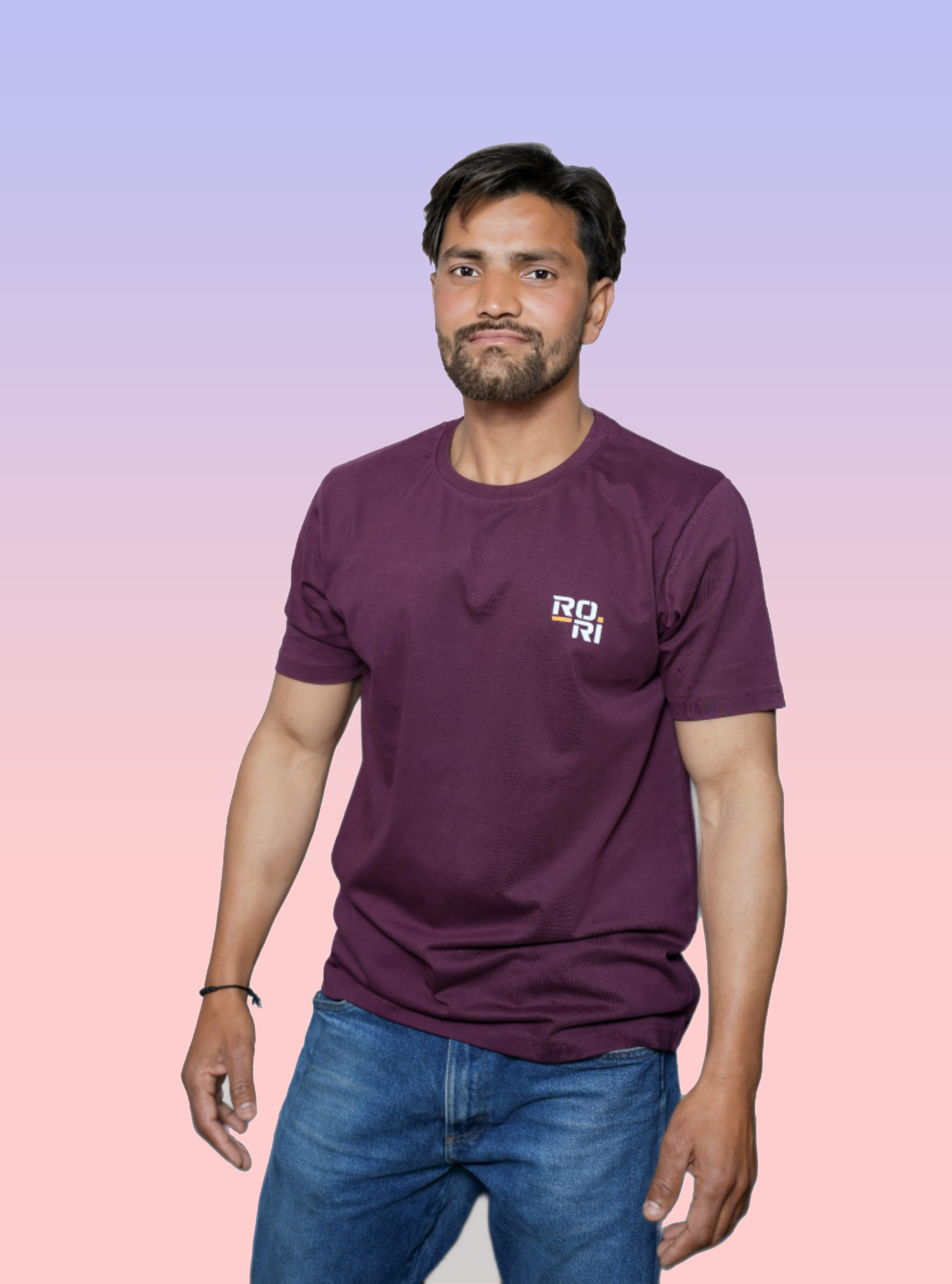 Rori Men’s Cherry Brown Pure Cotton T-Sh...