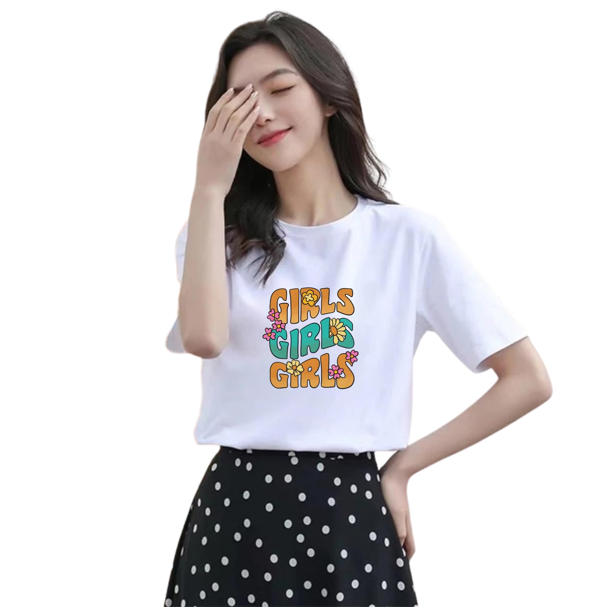 Smile Graphic T-Shirt, White Cotton Top,...