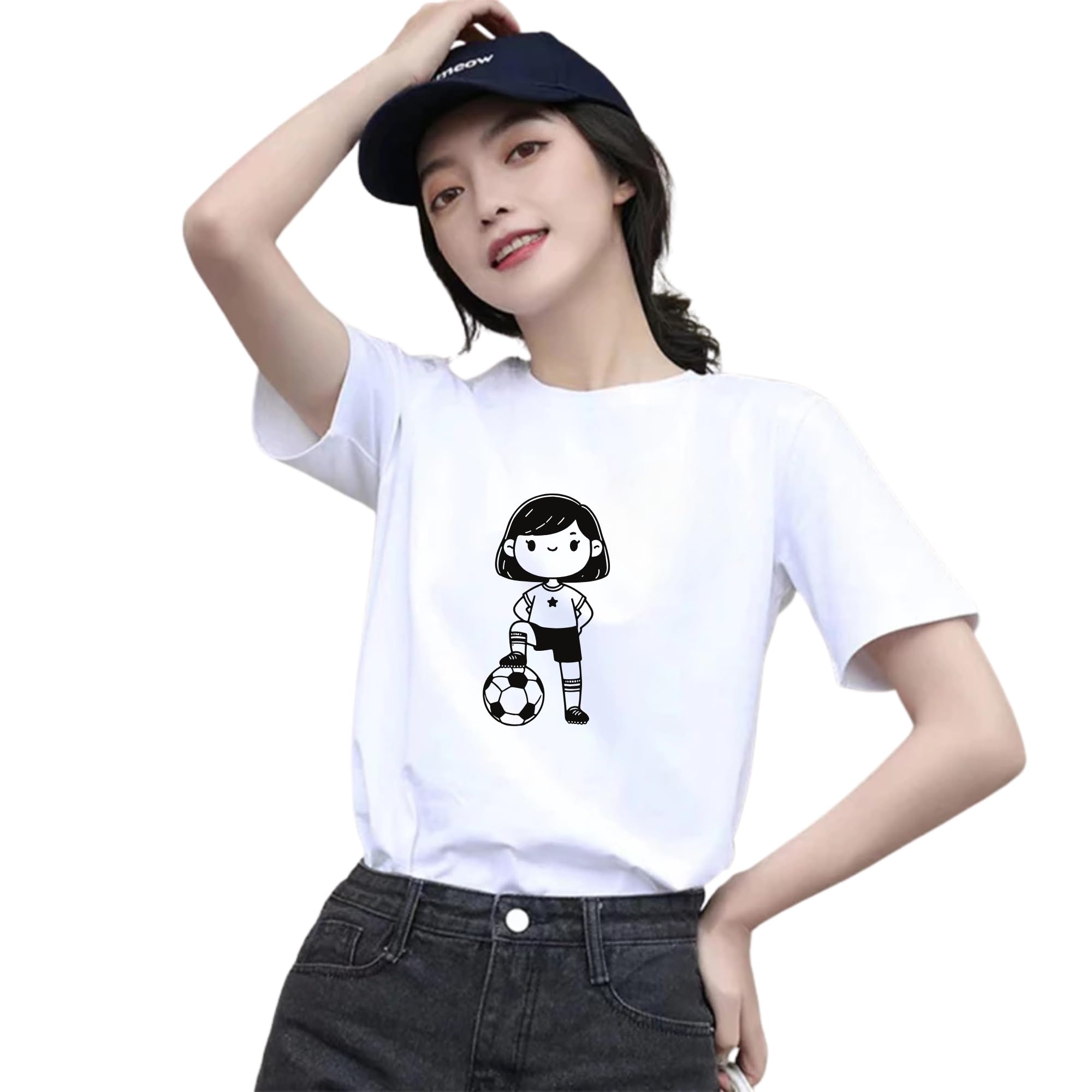 Smile Graphic T-Shirt, White Cotton Top,...