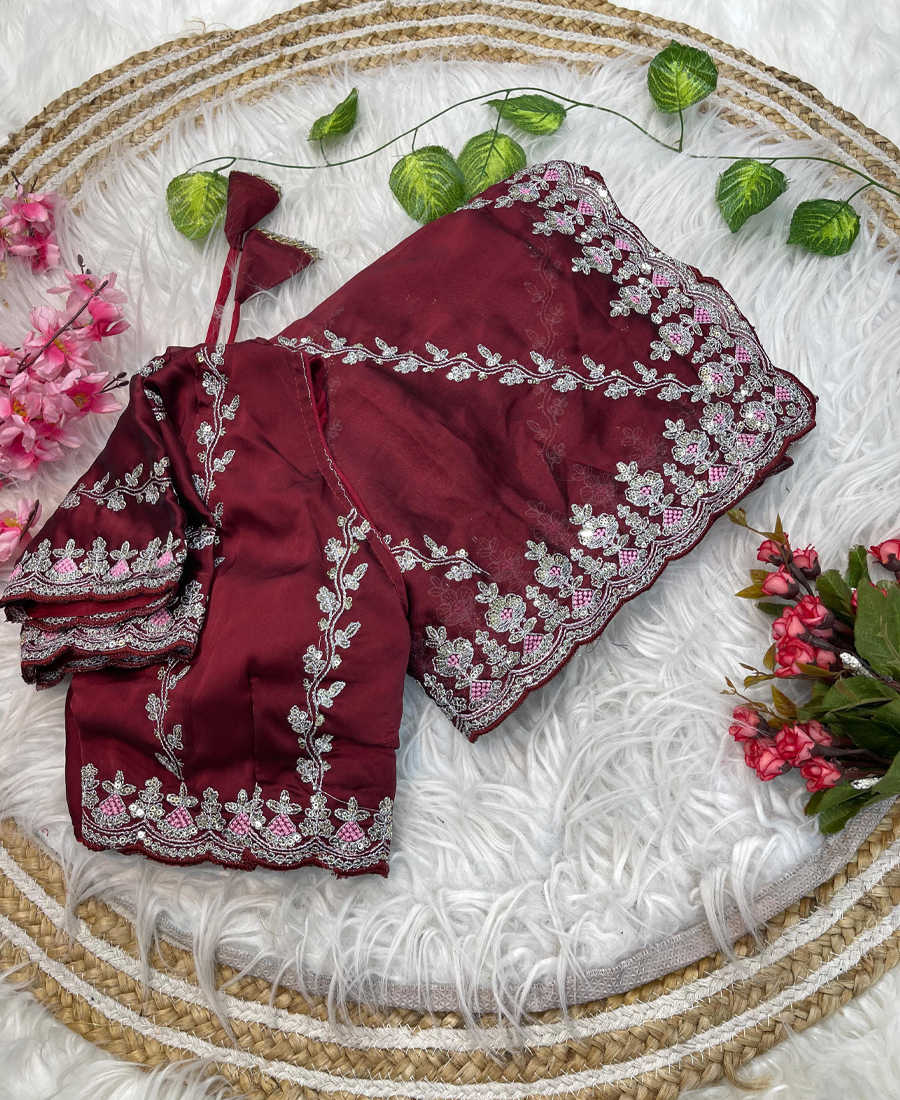 Designer Maroon Rangoli Silk Embroidery...