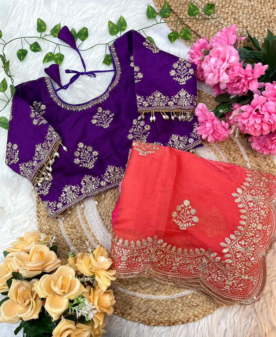 Latest Ombre Pattern Red Heavy Embroider...