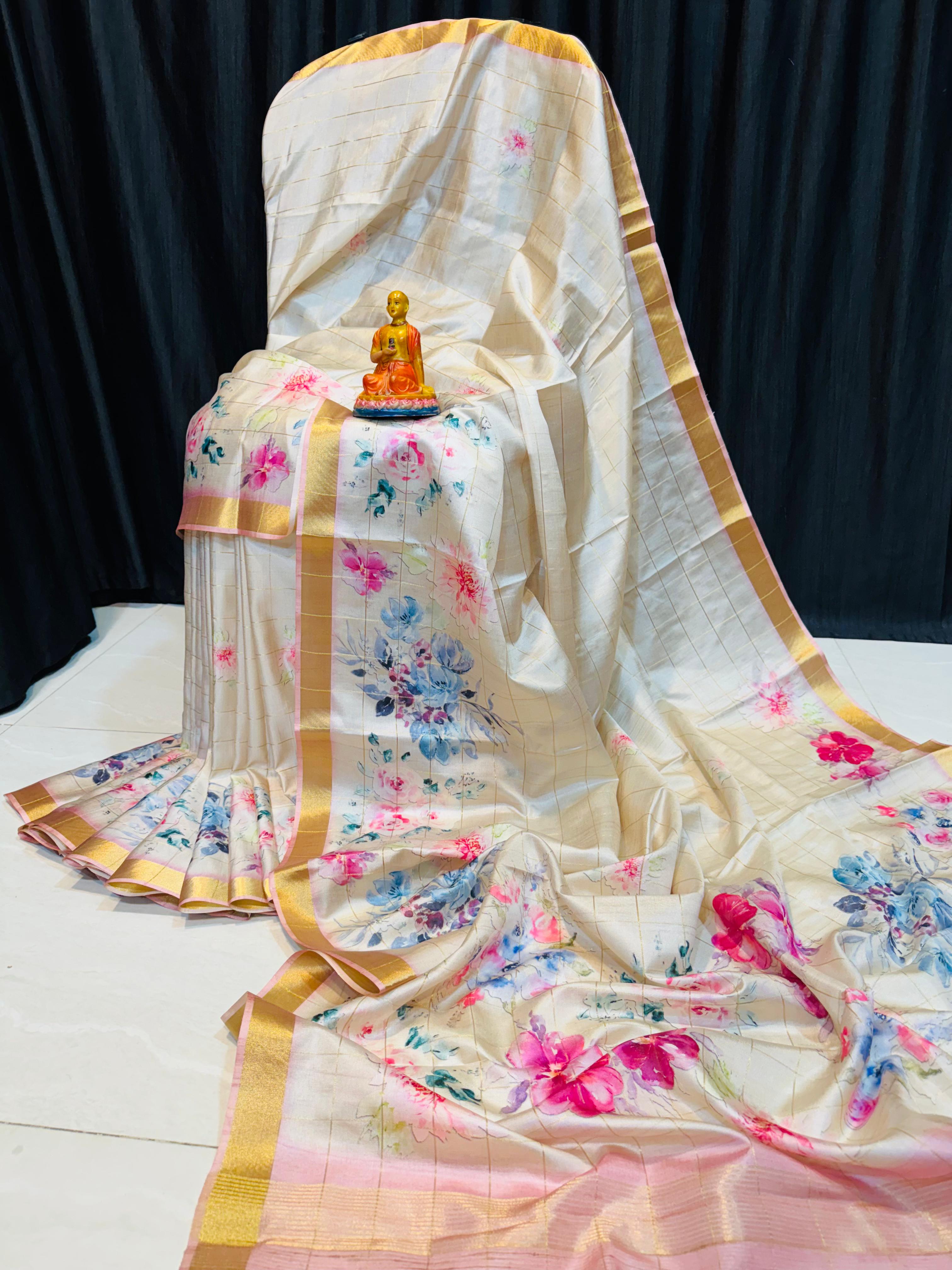 Elegant Floral Viscose Modal Silk Saree...