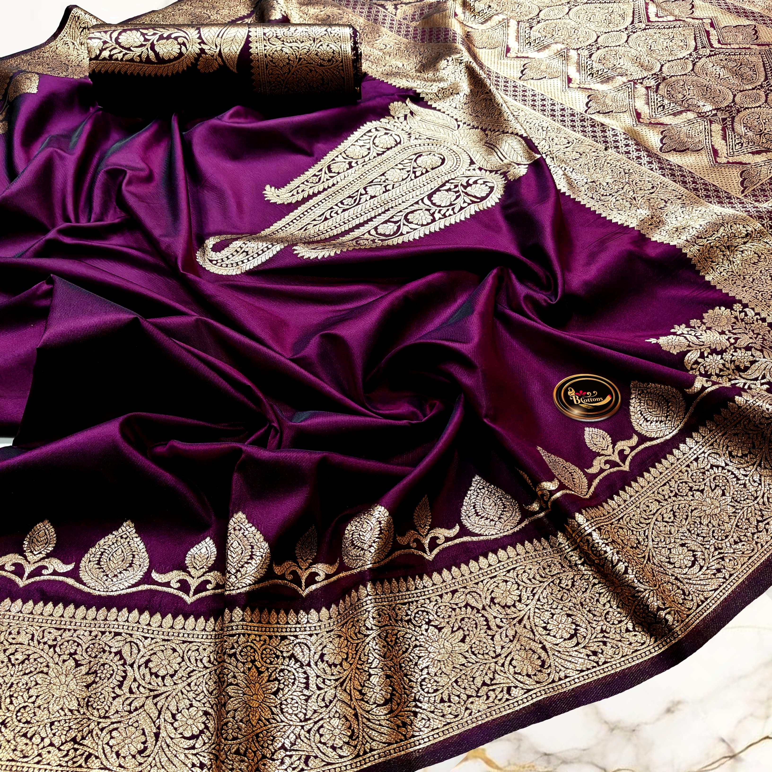 Premium Dual Tone Katan Silk Saree with...