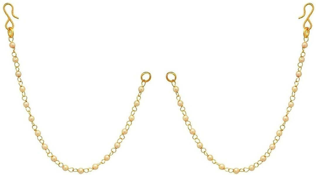 Gold Plated Ear Chain PEARL MOTI Traditi...