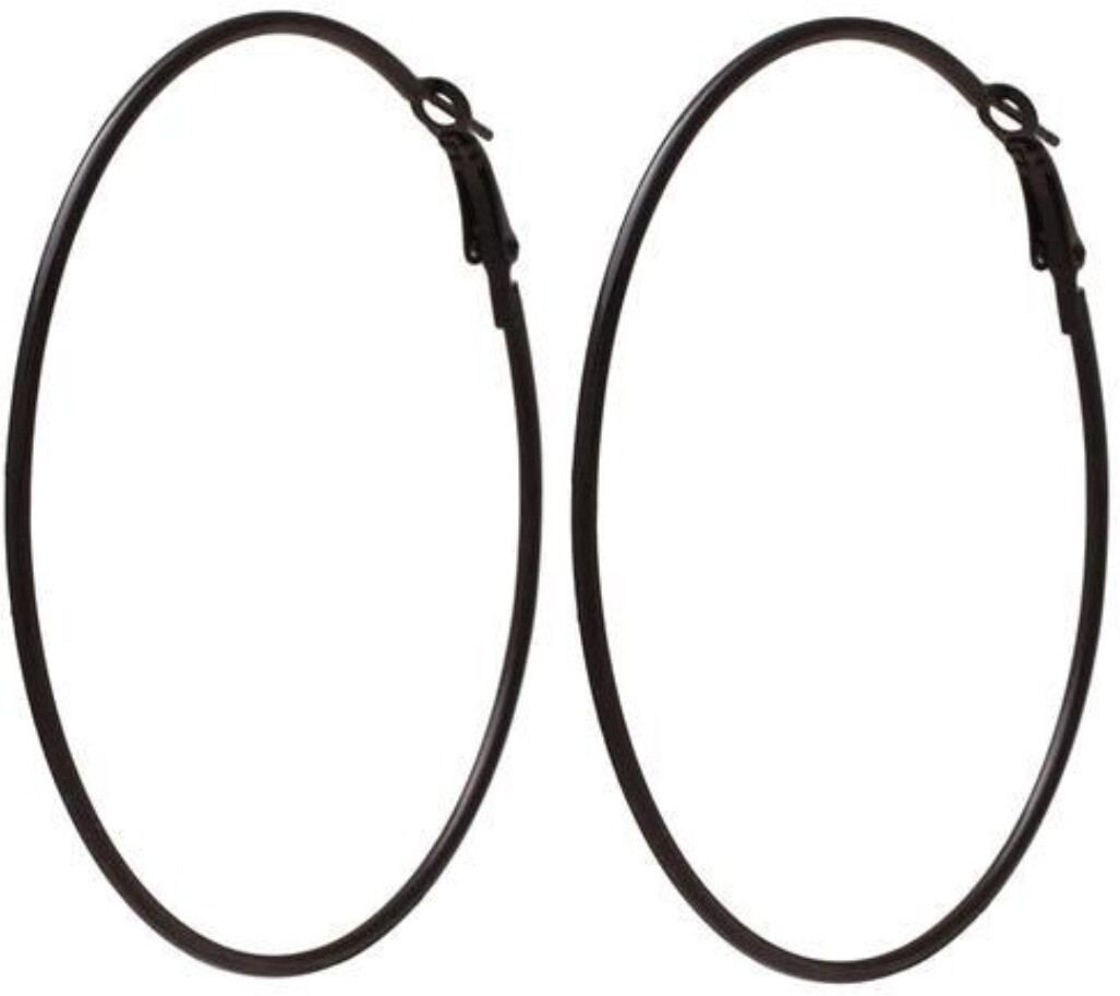 BLACK Gol Hoop Earrings Big Size Alloy E...