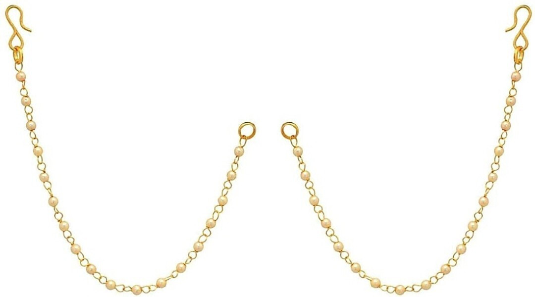Gold Plated Ear Chain PEARL MOTI Traditi...