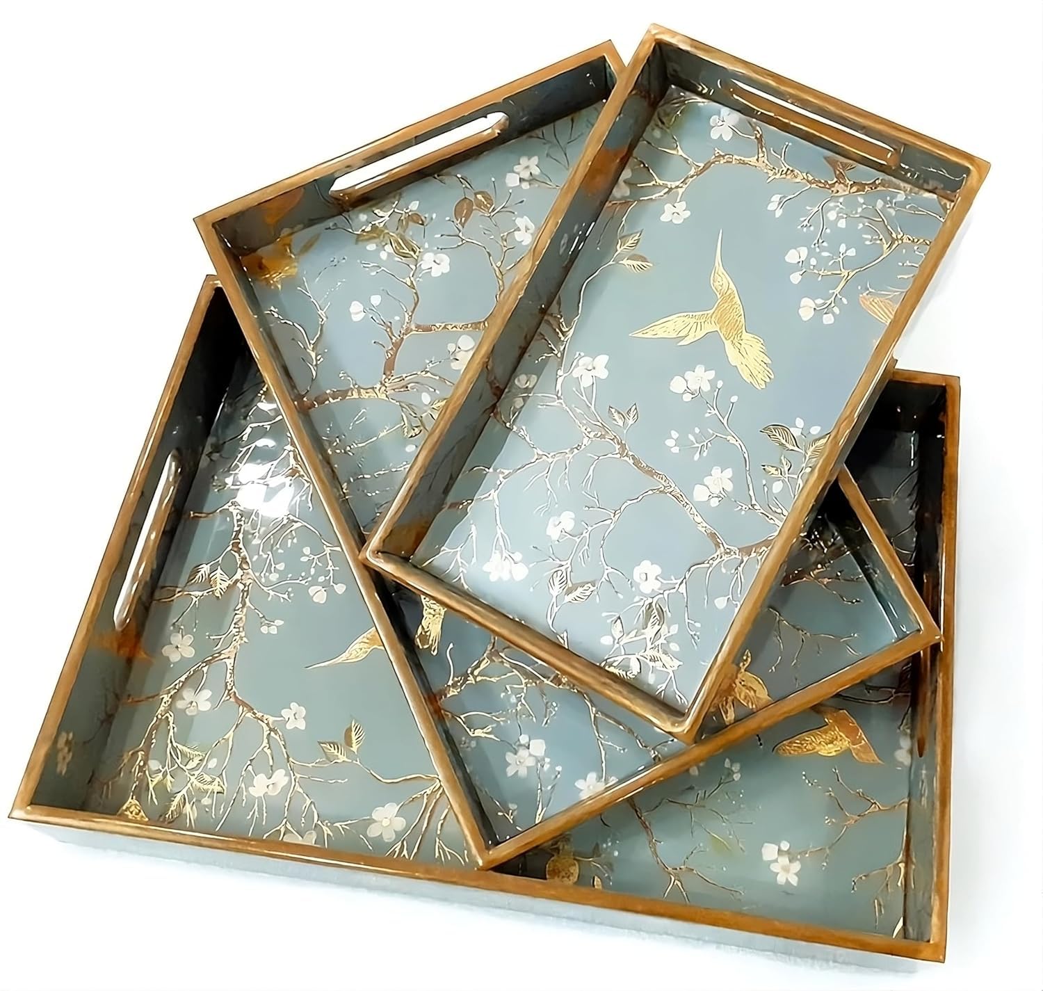 Woodworks Wooden Serving Trays with Hand...