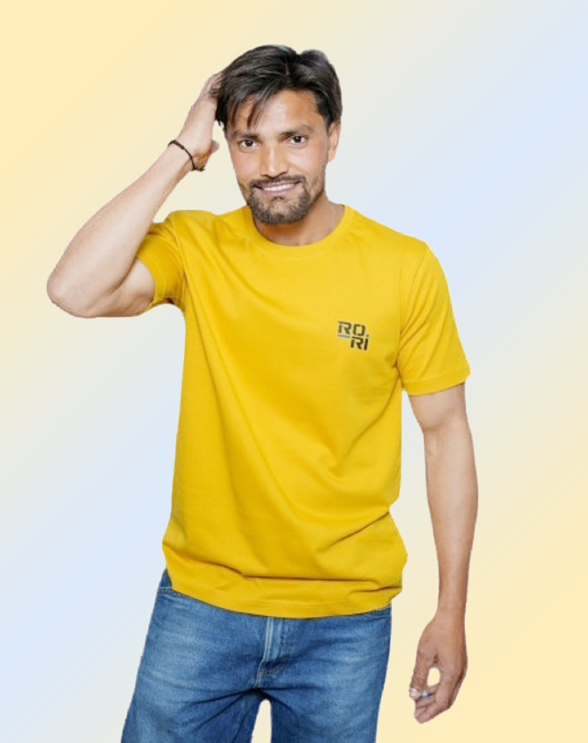 Premium Mustard Yellow Round Neck Pure C...