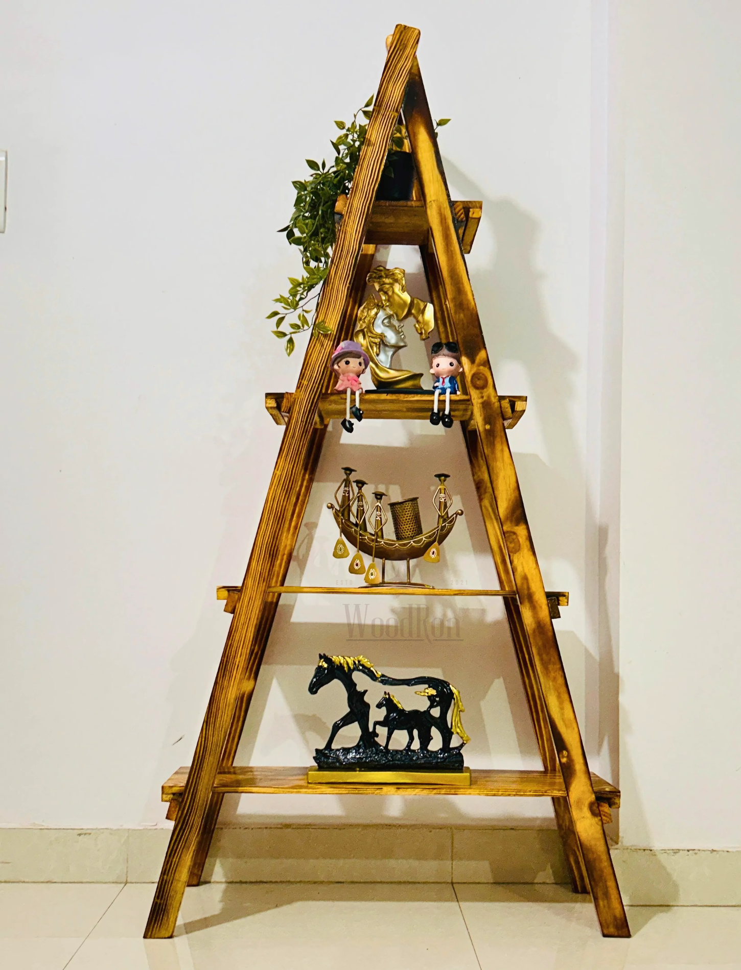 WoodRon Premium 4-Tier Decor Ladder Shel...