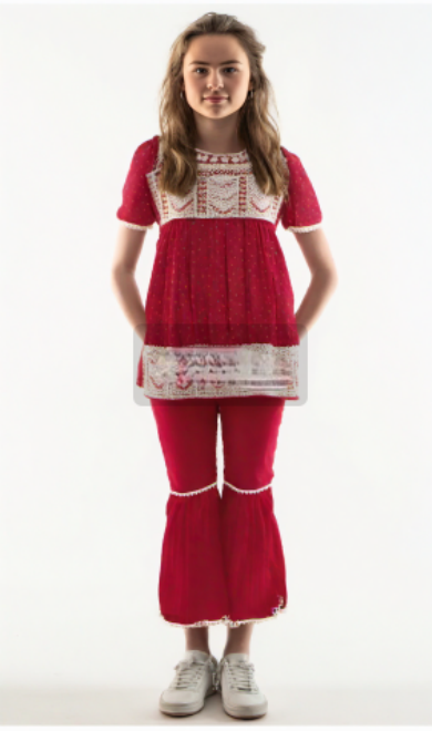 Kids Ethnic Wear – Maroon Embroidery Top...