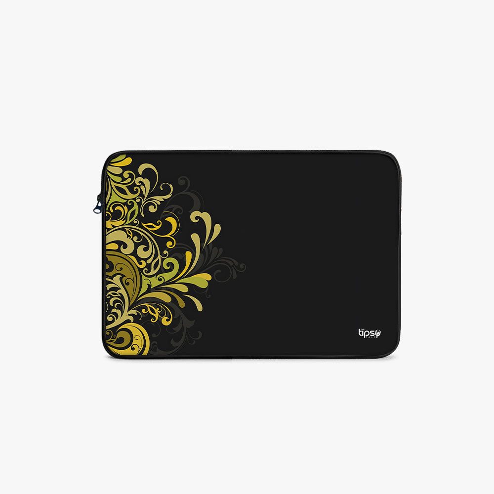 " Black Abstract Leaf" Laptop Sleeves:Bo...