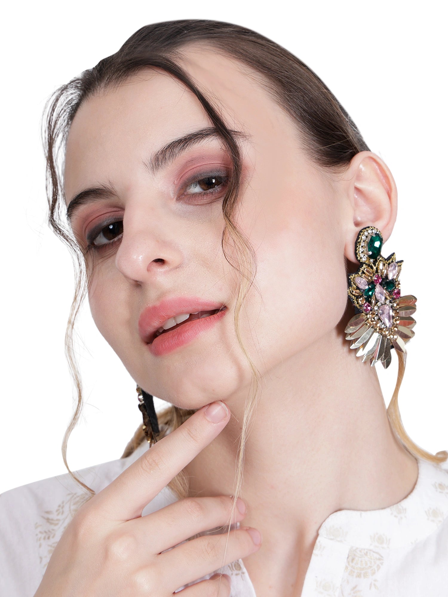 Elegant Gold-Tone Earrings with Crystals...