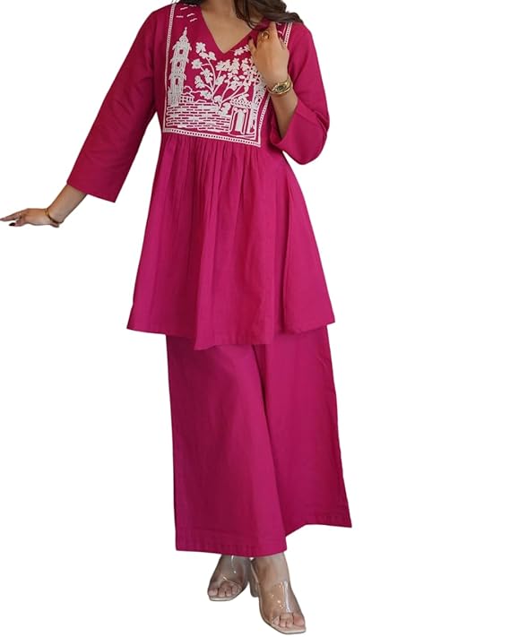 Women's Cotton Embroidered Short Anarkal...