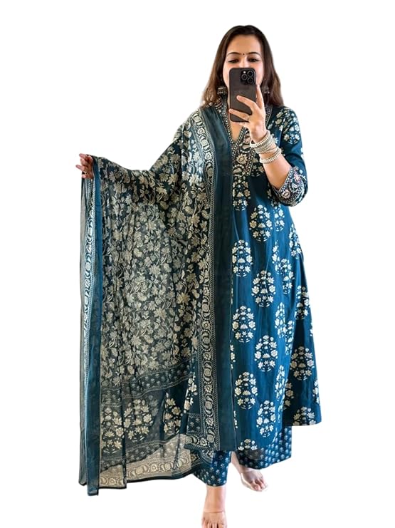 Women's Cotton Floral Printed Anazrkali...