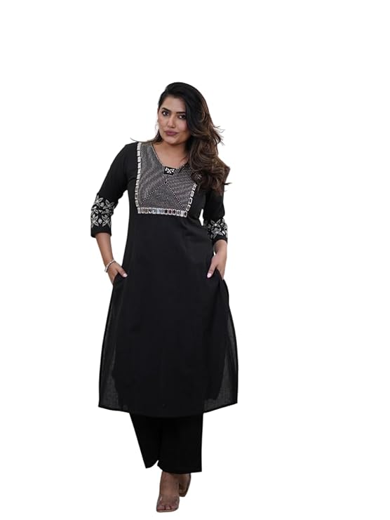 Women's Cotton Embroidery Straight Kurti...