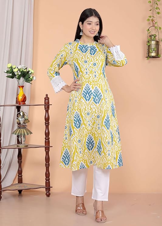 Women's Cotton Printed Mandarin Collar A...