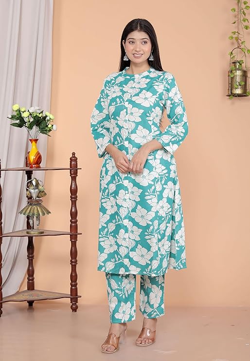 Women's Cotton Floral Printed Mandarin C...