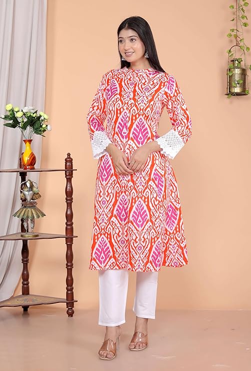 Women's Cotton Printed Mandarin Collar A...