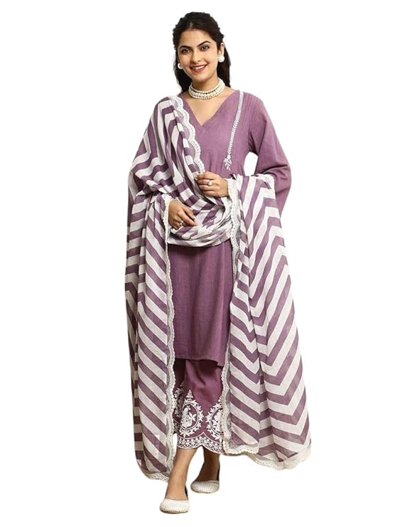 Women's Cotton Embroidered Straight Kurt...