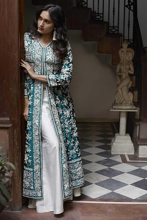 Women's Cotton Embroidery A-line Kurti w...