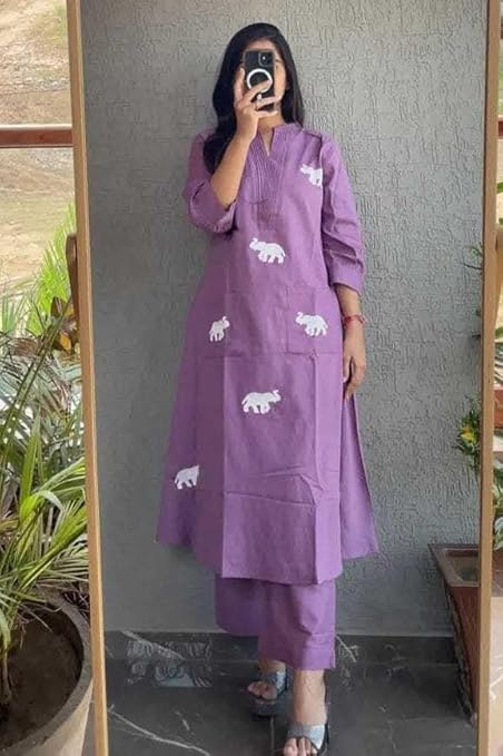 Women's Cotton Printed Straight Kurti wi...