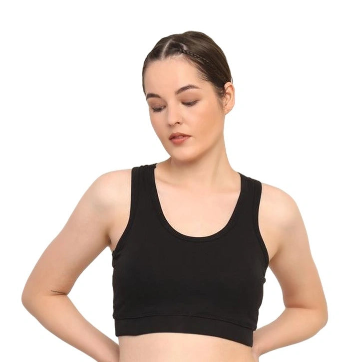 Cotton Sports Bra with Removable Pads –...
