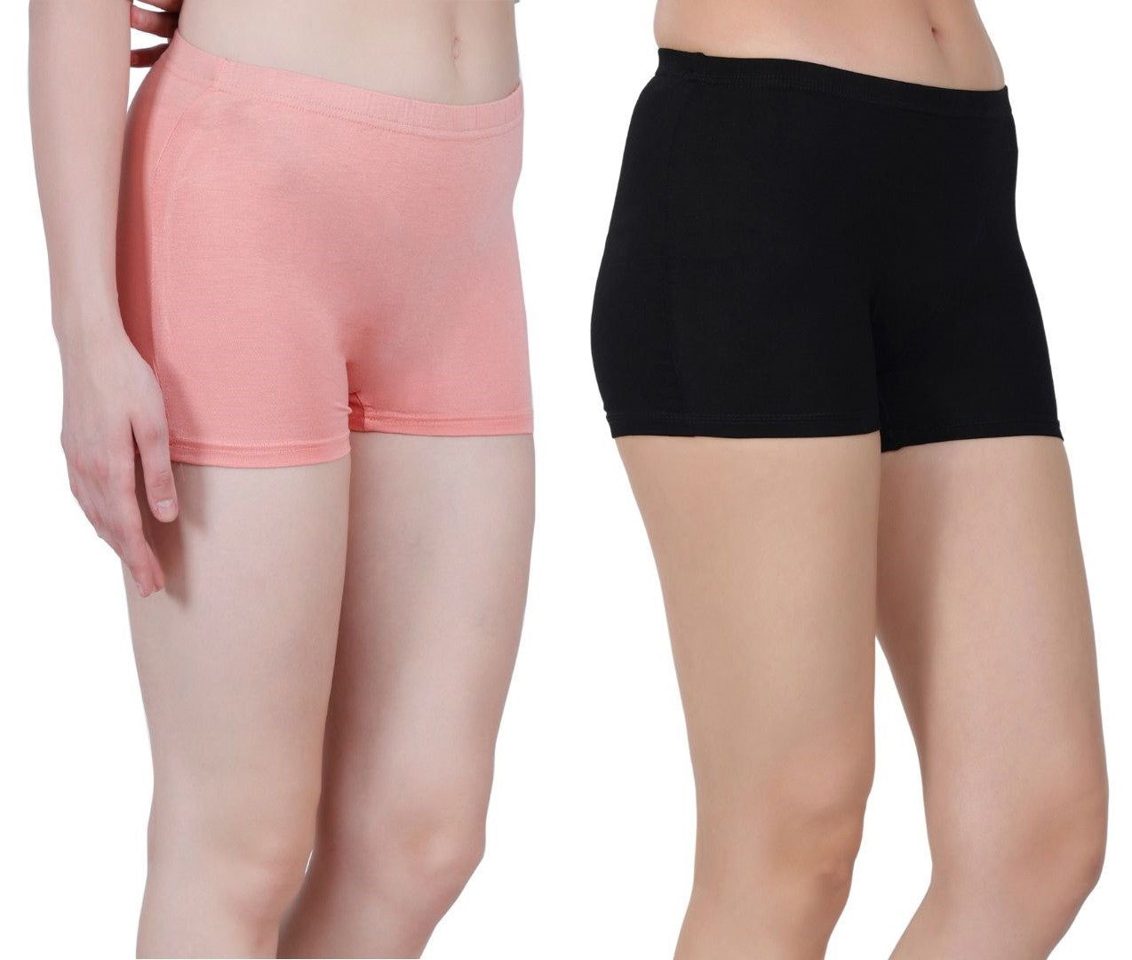 Bamboo Fabric Mid Rise Shorts | Peach &...