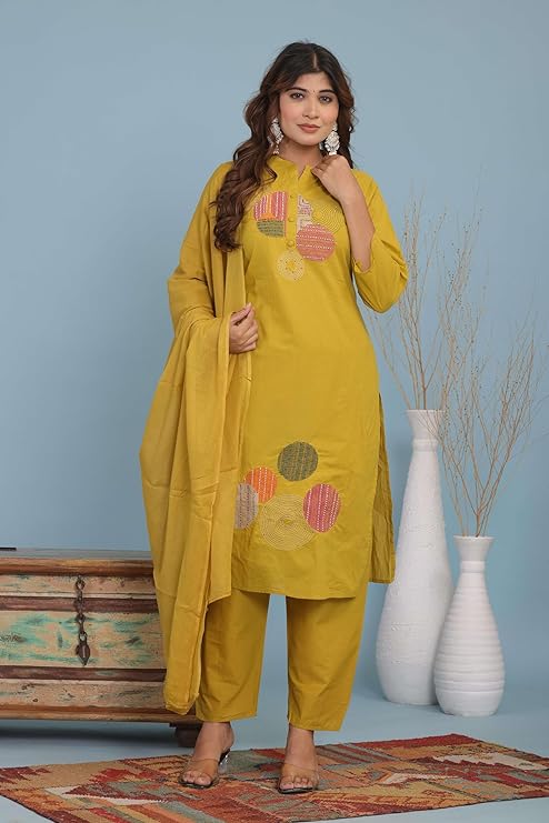 Women's Cotton Embroidery Straight Kurti...