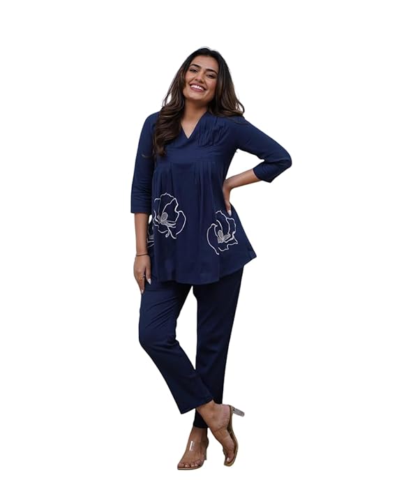 Women's Cotton Embroidered Co-ord Set 2...