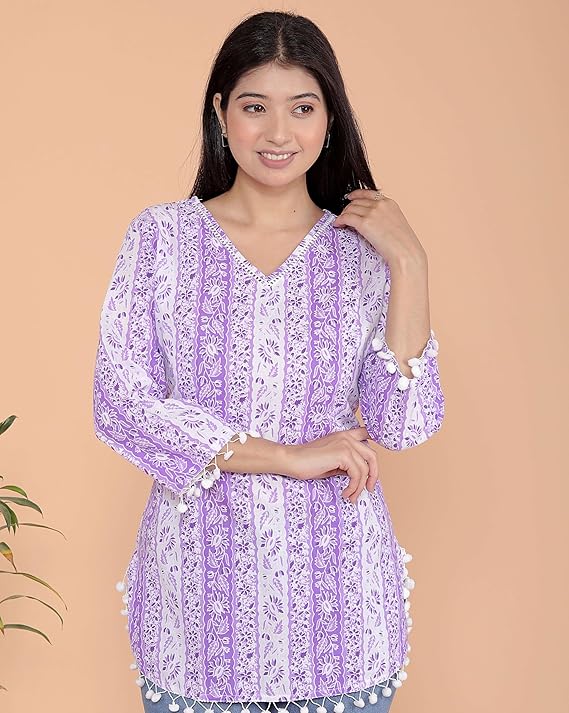 Women's Cotton Floral Printed Tunic Stra...