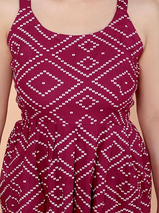 Women's Cotton Printed Short Flared Anar...