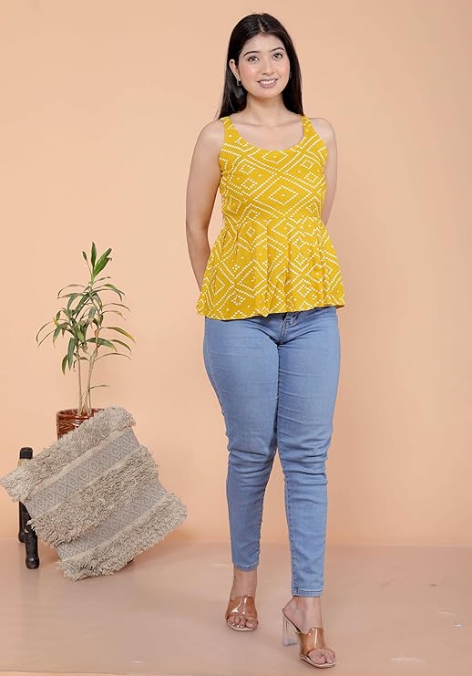 Women's Cotton Printed Short Flared Anar...