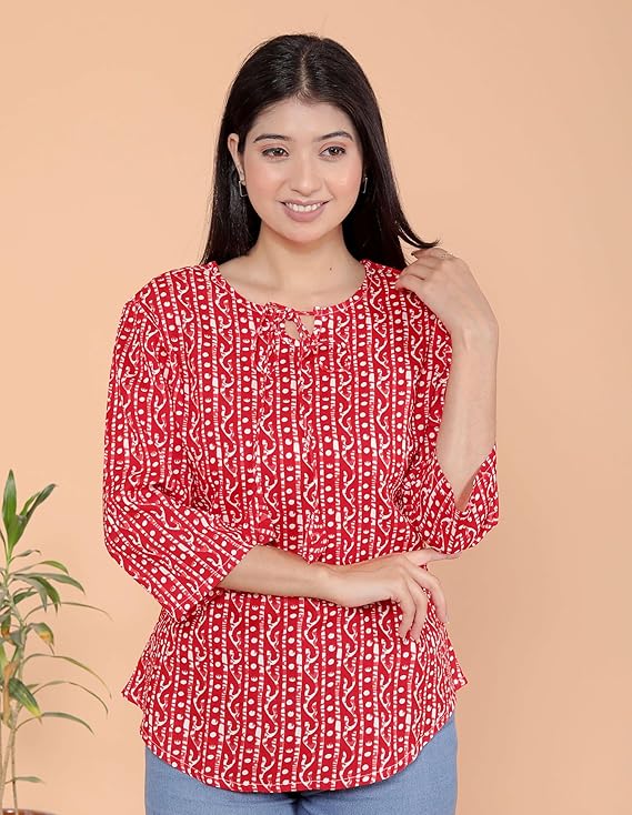 Printed Straight Round Neck with Tassels...