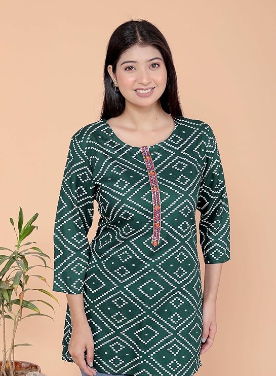 Bandhej Printed Straight Kurti