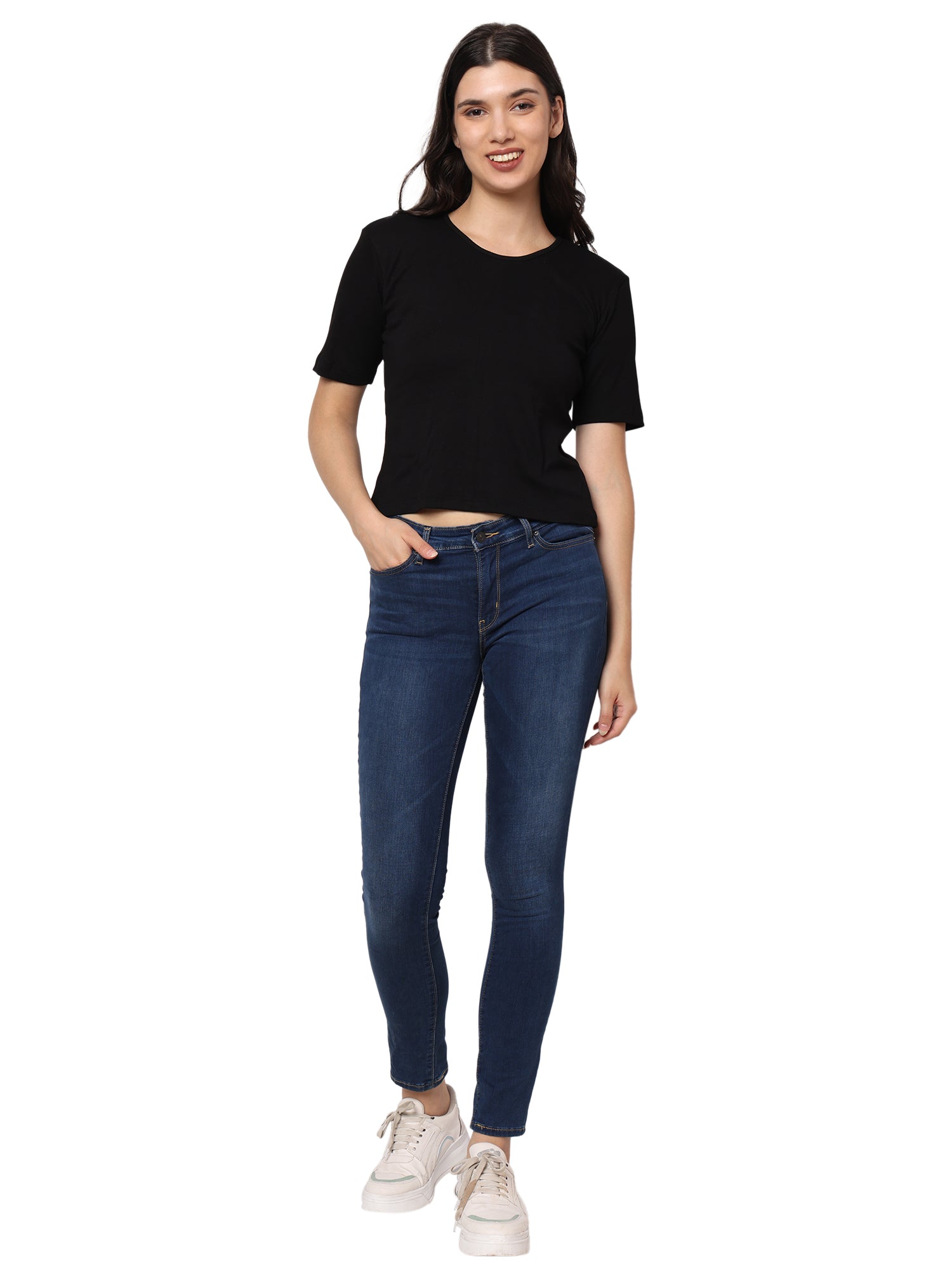 Elegant Bamboo Rib Fabric Half Sleeves T...