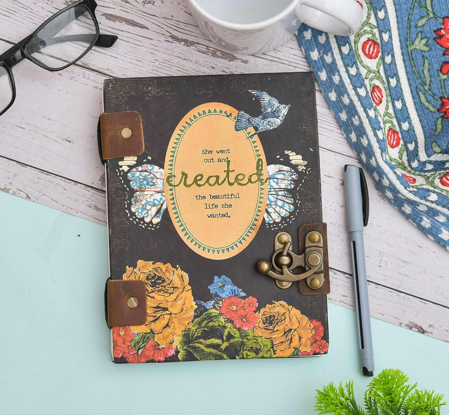 Handmade Printed Cardboard Journal Diary...