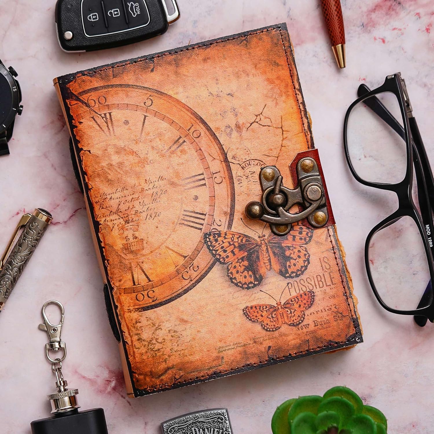 Vintage Handmade Genuine Leather Diary J...