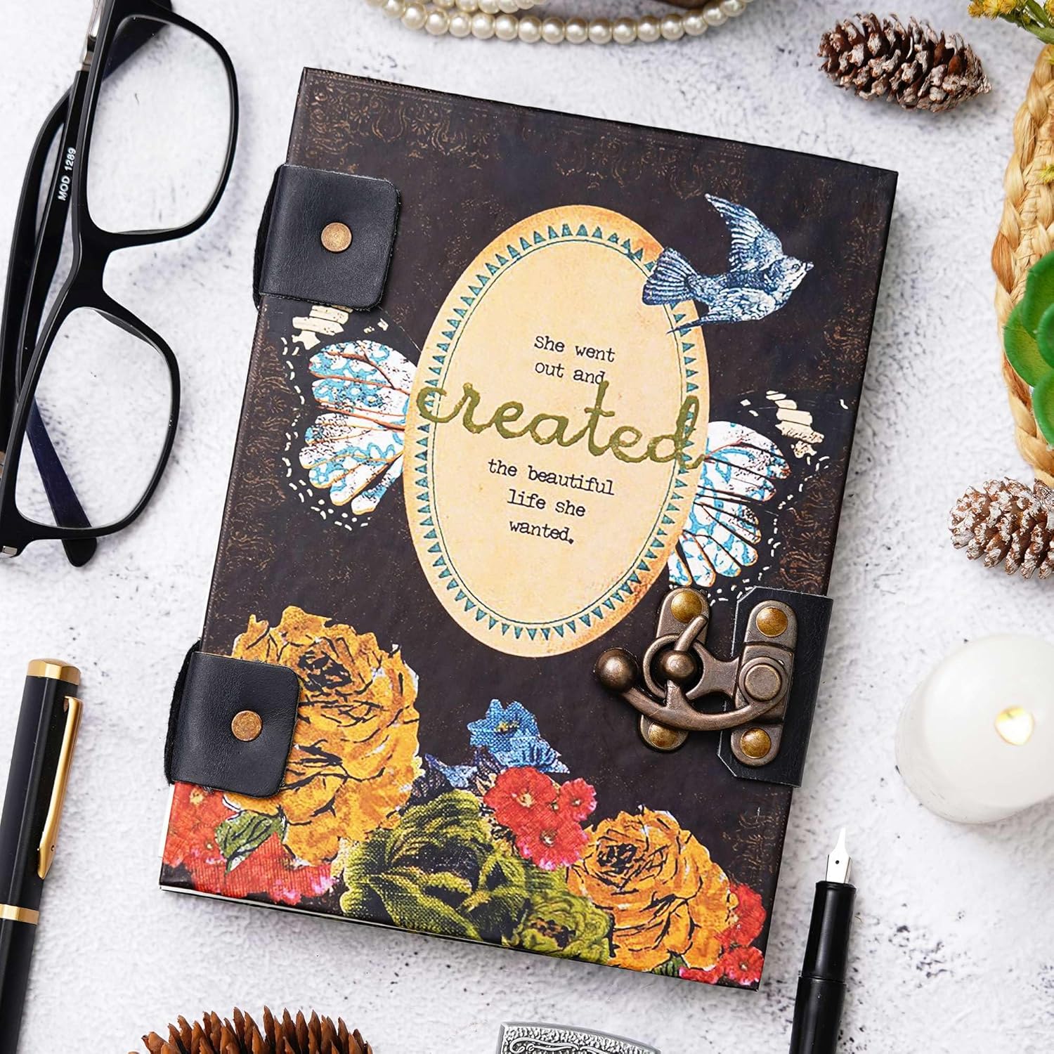 Handmade Printed Cardboard Journal Diary...