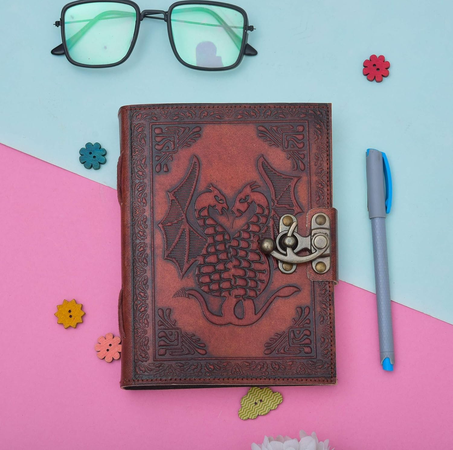 Leather Journal Diary With Metal Lock Vi...