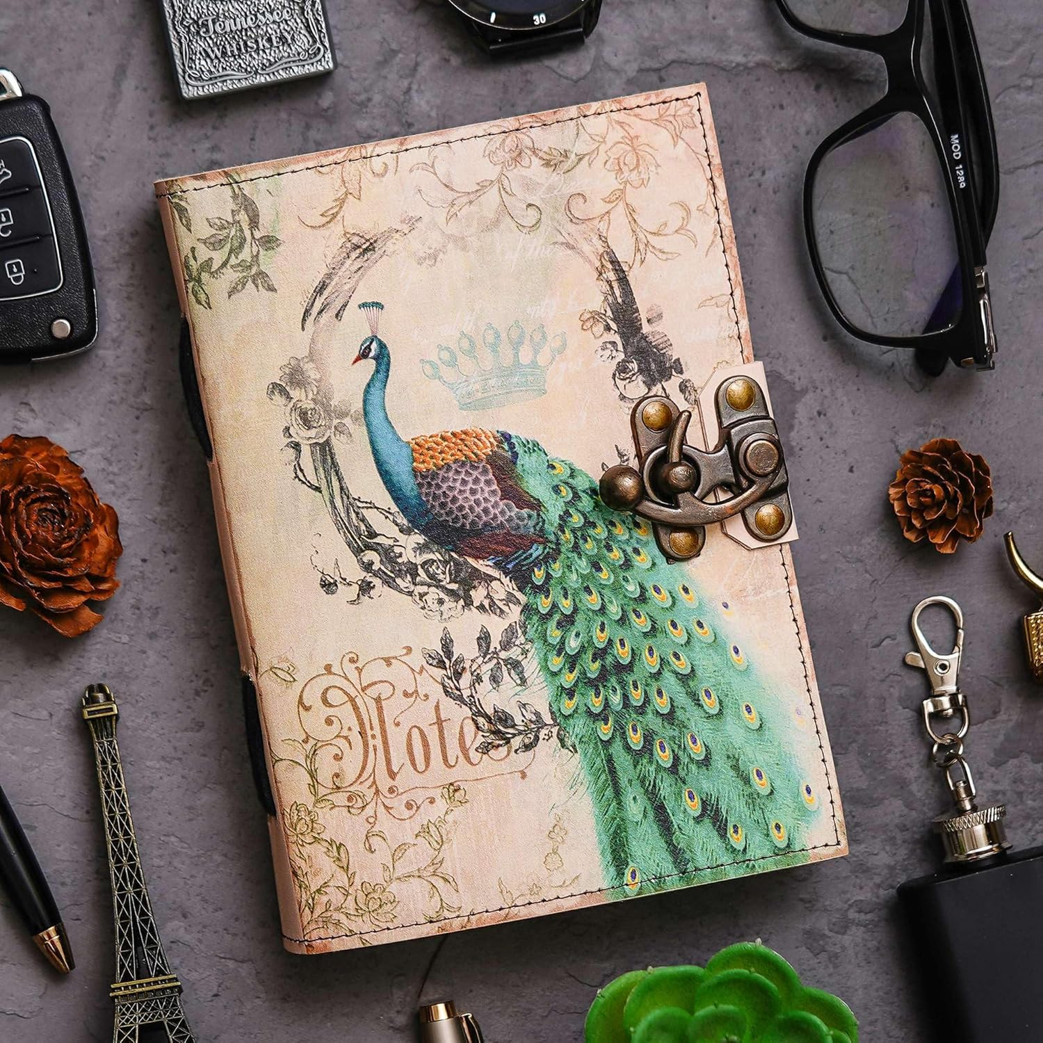 Vintage Handmade Genuine Leather Diary J...