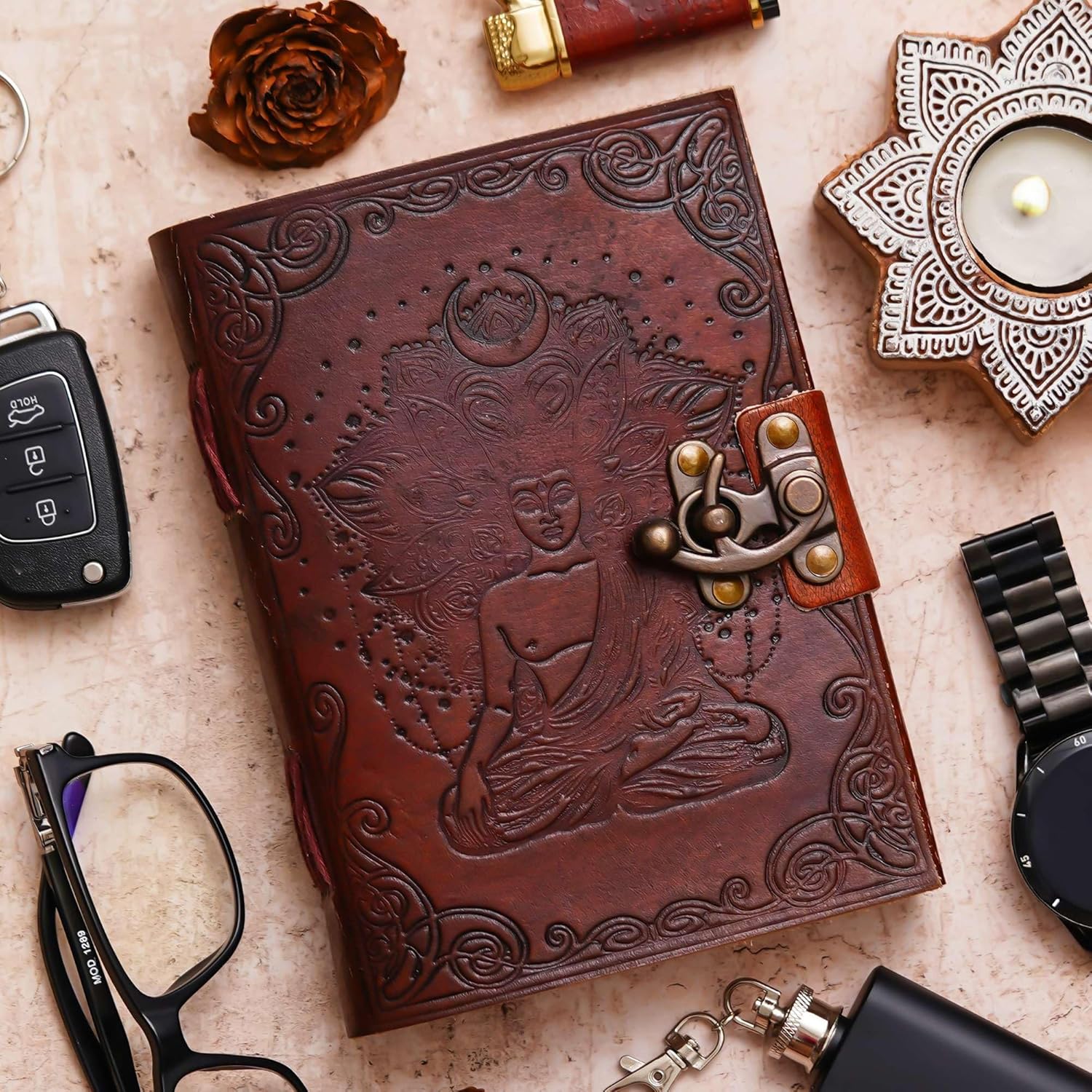 Vintage Handmade Genuine Leather Diary J...