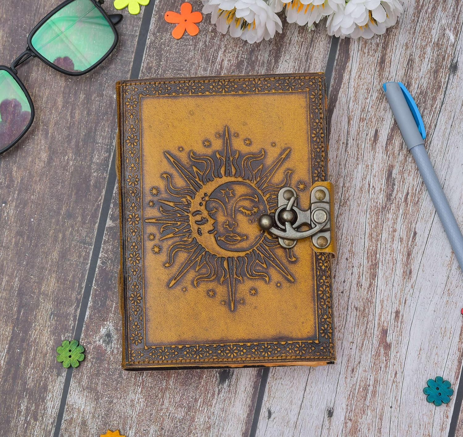 Leather Journal Diary With Metal Lock Vi...