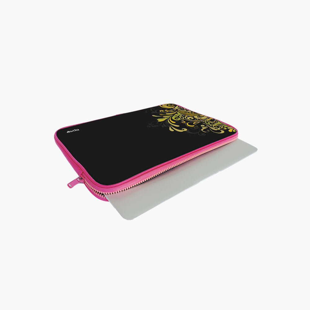 " Black Abstract Leaf" Laptop Sleeves:Bo...