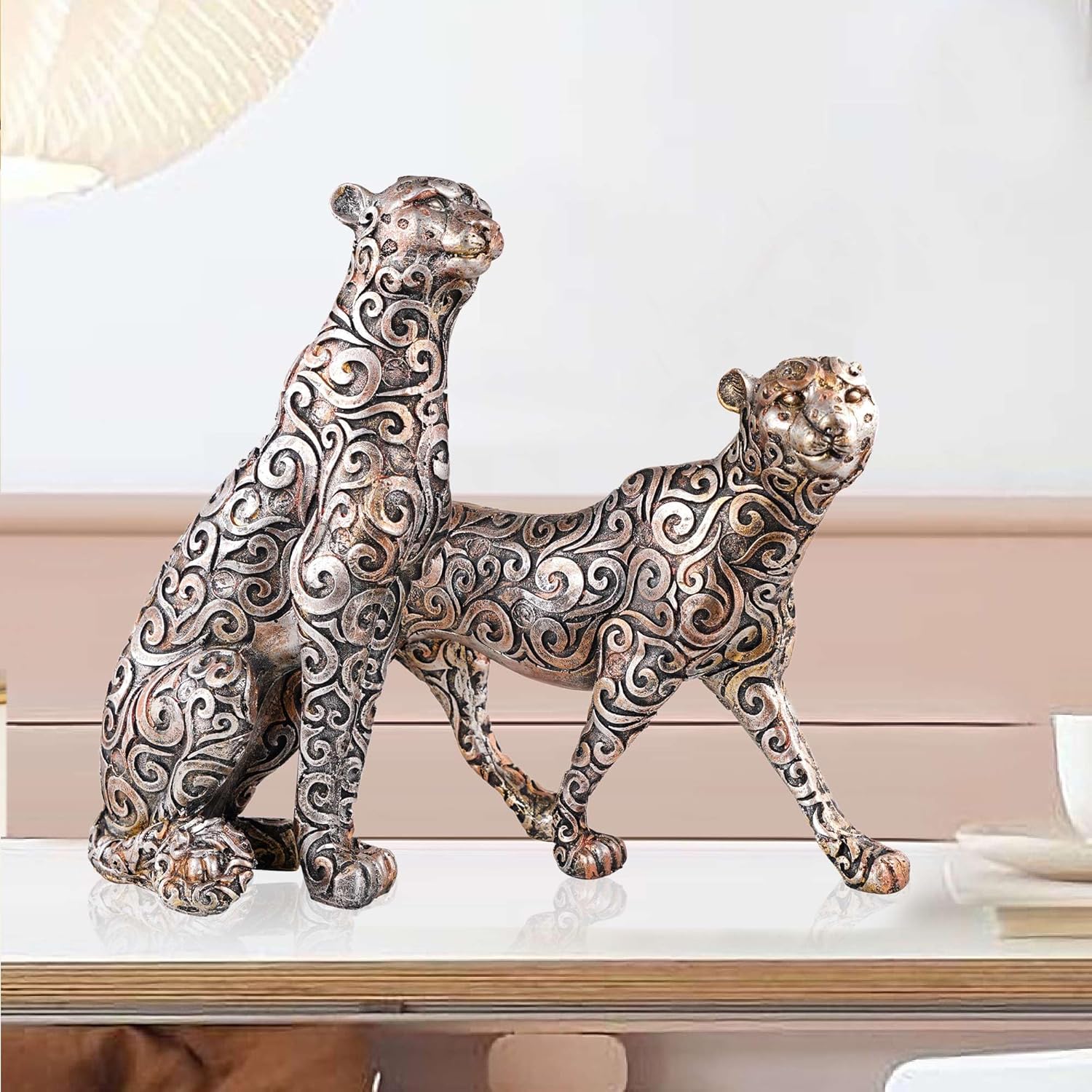 Panther Animal Showpiece  (Set of 2) Ant...
