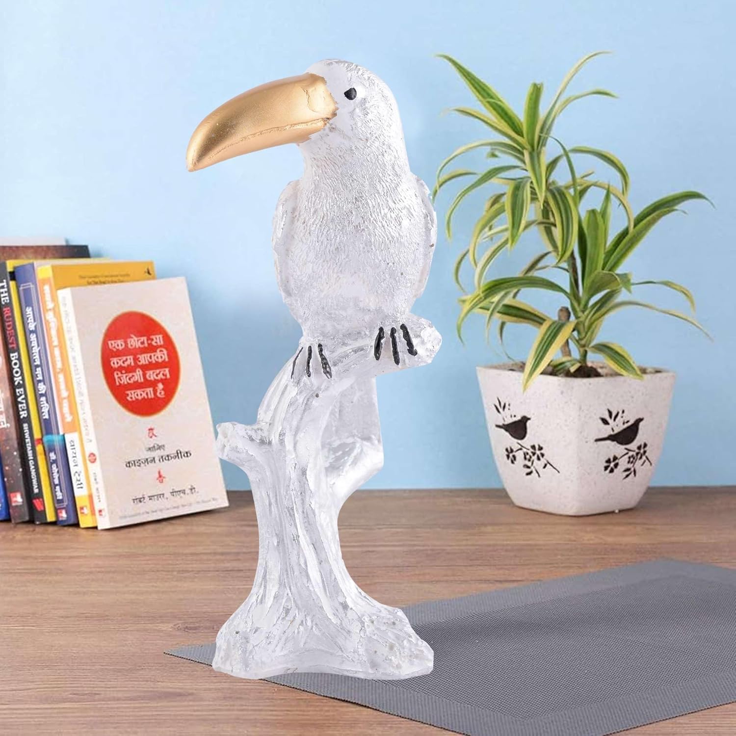 Decorative White Resin Parrot Showpiece...