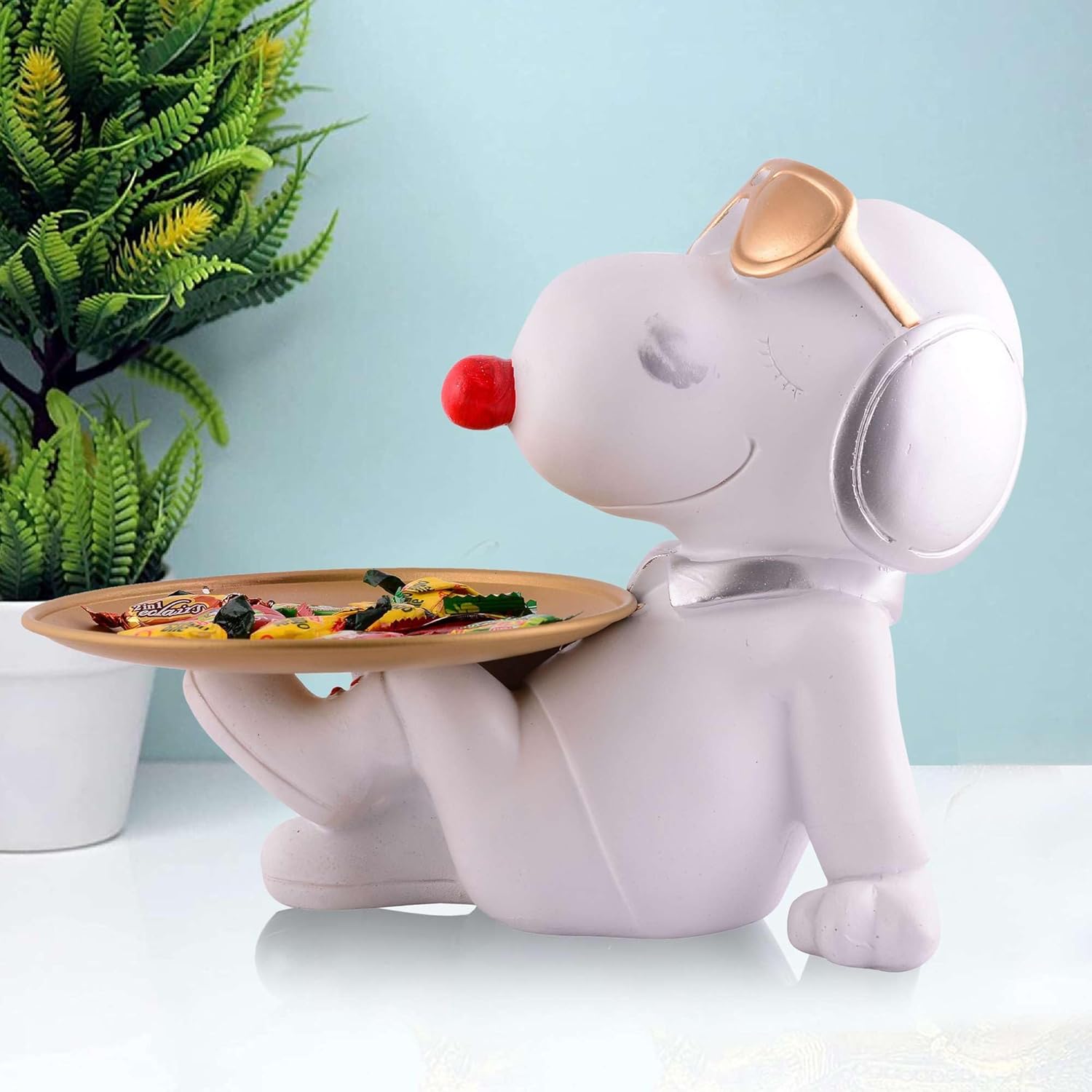 Decorative White Resin Dog Showpiece for...